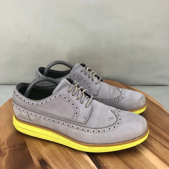 Cole Haan Zerogrand OG Wingtip Oxford Spikeless Golf Shoes Gray Yellow Men 9.5 M 2022 Cole Haan x atmos | Øriginal Grand | Mercari main image 2